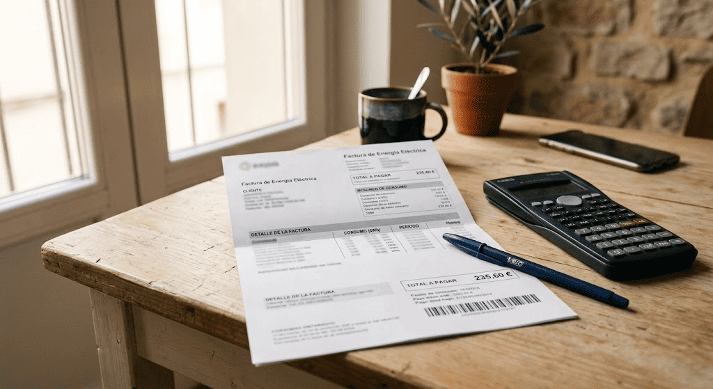 Factura de luz y gas con el nuevo tipo de IVA al 21% desde junio de 2026